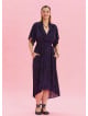 V Neck Gathered Detailed Purple Summer Dress 4533